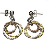 💎 elegant sterling silver tri-color rings diamond-cut ball earrings - nickel free & made in italy logo