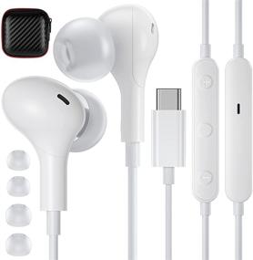 img 4 attached to APETOO USB C Headphones for Samsung S21 Ultra, Hi-Fi Type C Earphones with Microphone, Volume Control, and Magnetic Earbuds for 🎧 iPad Pro, iPad Air 4, Galaxy S20 FE, Note 20, Note 10, Pixel 5, Pixel 4 XL, OnePlus 9 Pro, and OnePlus 8