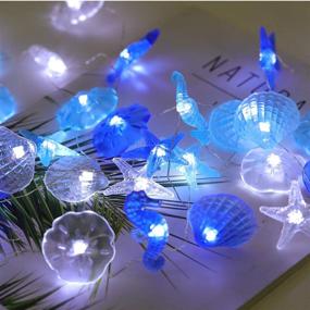 img 1 attached to 🏖️ Nautical Themed Decorative String Lights: HDNICEZM Sea Sand Dollars Seahorse Beach Lights Battery Operated with Remote 12.96ft, 36 Cold White LEDs - Perfect for Covered Outdoor Camping, Wedding, Birthday Party