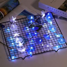 img 2 attached to 🏖️ Nautical Themed Decorative String Lights: HDNICEZM Sea Sand Dollars Seahorse Beach Lights Battery Operated with Remote 12.96ft, 36 Cold White LEDs - Perfect for Covered Outdoor Camping, Wedding, Birthday Party