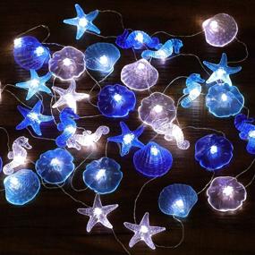 img 4 attached to 🏖️ Nautical Themed Decorative String Lights: HDNICEZM Sea Sand Dollars Seahorse Beach Lights Battery Operated with Remote 12.96ft, 36 Cold White LEDs - Perfect for Covered Outdoor Camping, Wedding, Birthday Party