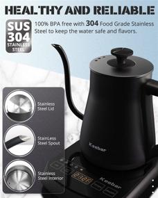 img 1 attached to XH-ZCQ07B-B Electric Gooseneck Kettle: 5 Temperature Presets, LCD Touch Screen, Quick Heating, Matte Black Finish