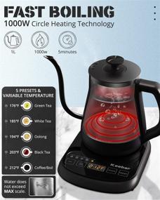 img 2 attached to XH-ZCQ07B-B Electric Gooseneck Kettle: 5 Temperature Presets, LCD Touch Screen, Quick Heating, Matte Black Finish