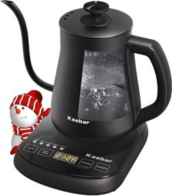 img 4 attached to XH-ZCQ07B-B Electric Gooseneck Kettle: 5 Temperature Presets, LCD Touch Screen, Quick Heating, Matte Black Finish