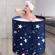 🛀 portable foldable adult japanese soaking bathtub: thermal foam, freestanding ice and hot tubs, ideal for small spaces with free pillow and storage bag - starry night blue logo