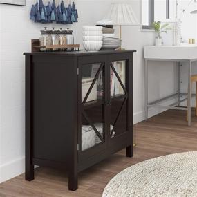 img 3 attached to Espresso Sideboard Cabinet Display Buffet Storage Cabinet with Double Framed Glass Doors - Ideal Entry Cabinet for Home Kitchen Dining Room, Cupboard Console Table