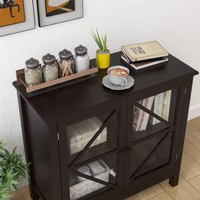 img 2 attached to Espresso Sideboard Cabinet Display Buffet Storage Cabinet with Double Framed Glass Doors - Ideal Entry Cabinet for Home Kitchen Dining Room, Cupboard Console Table