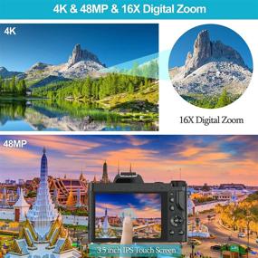 img 3 attached to 📸 4K WiFi Digital Camera Vlogging Camcorder for YouTube, Kenuo 48MP with 3.5" IPS Touch Screen, Wide Angle Lens, 32GB SD Card, Time-Lapse, 16X Digital Zoom