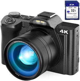 img 4 attached to 📸 4K WiFi Digital Camera Vlogging Camcorder for YouTube, Kenuo 48MP with 3.5" IPS Touch Screen, Wide Angle Lens, 32GB SD Card, Time-Lapse, 16X Digital Zoom