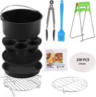 🍽️ complete 11-piece round air fryer accessories set for philips, cosori & other square fryers: includes cookbook & oven compatibility (8inch) logo