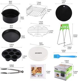 img 2 attached to 🍽️ Complete 11-Piece Round Air Fryer Accessories Set for Philips, COSORI & Other Square Fryers: Includes Cookbook & Oven Compatibility (8Inch)