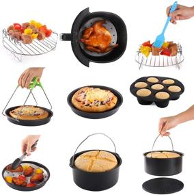 img 3 attached to 🍽️ Complete 11-Piece Round Air Fryer Accessories Set for Philips, COSORI & Other Square Fryers: Includes Cookbook & Oven Compatibility (8Inch)