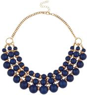 💎 lux accessories multi-row statement chain necklace with beaded bib feature logo