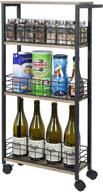 📦 lumamu slim storage cart for small spaces, 4-tier mobile rolling cart with wheels, slide-out storage utility shelves cart with wooden frame for compact kitchen areas logo