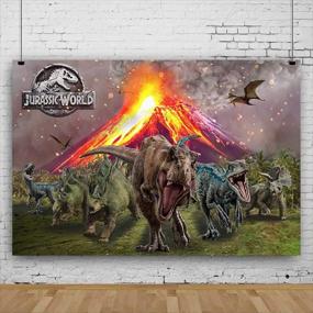 img 3 attached to Dinosaur Backdrops, Jurassic World Photography 5X3ft Volcano Dinosaur Photo Background by Mohoto - Perfect for Children Portraits