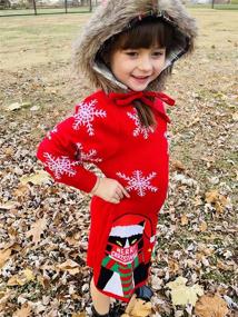 img 1 attached to Idgreatim Girls' Christmas Sweater Crewneck Dresses: Festive Clothing for Girls