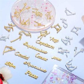 img 1 attached to 🔮 96pcs Zodiac Sign Charms: Twelve Zodiac Resin Fillers + 12 Star Word Message Alloy Charms - Ideal for DIY Jewelry Making Embellishments