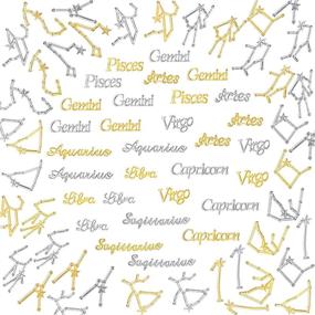 img 4 attached to 🔮 96pcs Zodiac Sign Charms: Twelve Zodiac Resin Fillers + 12 Star Word Message Alloy Charms - Ideal for DIY Jewelry Making Embellishments