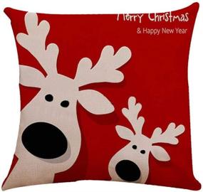 img 1 attached to 🎄 4-Piece Set: Festive Red Christmas Snowman & Deer Geometric Print Throw Pillow Covers