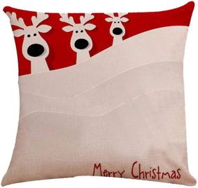 img 3 attached to 🎄 4-Piece Set: Festive Red Christmas Snowman & Deer Geometric Print Throw Pillow Covers