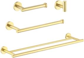 img 3 attached to 🛁 KES Brushed Brass Bathroom Hardware Set: Double Towel Bar, Toilet Paper Holder, Hand Towel Holder, Robe Hook - No Drill Stainless Steel, LA20BZDG-43