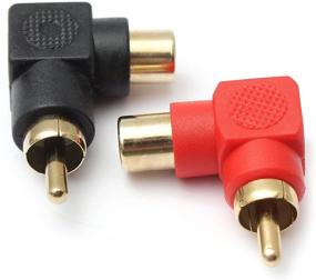 img 3 attached to 🔌 20-пачка переходников RCA мужской разъем на RCA женский разъем с прямым углом, M/F на 90 градусов, позолоченные разъемы (10 черных + 10 красных)