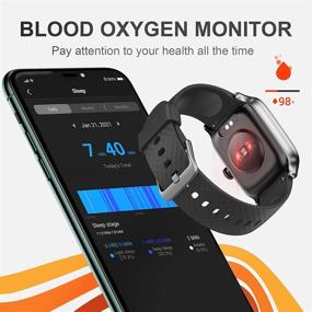 img 2 attached to 🕺 Y&L Smart Watch, Fitness Tracker with Heart Rate Monitor, SpO2, and Sleep Monitor - 5ATM Waterproof Smartwatch for Men and Women, Compatible with iPhone and Android Phones (Black)