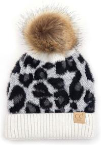 img 3 attached to 😍 Cozy Kids' Ribbed Beanie Hat with Faux Fur Pom - C.C Exclusives (KIDS-43)(KIDS-2061)