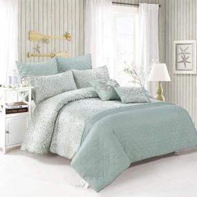 img 3 attached to 🌿 Mint Green Design Comforter Set - Queen Size (8 Pieces)