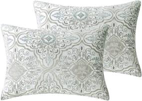 img 1 attached to 🌿 Mint Green Design Comforter Set - Queen Size (8 Pieces)