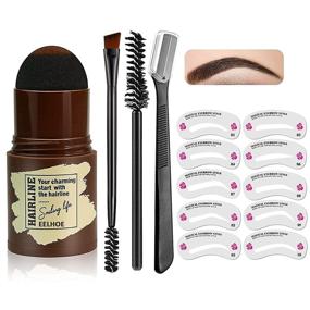 img 4 attached to Black Eyebrow Stamp Stencil Kit - Brow Stamp and Shaping Set with 10 Different Styles Stencil / 2 Eyebrow Pen Brushes / 1 Eyebrow Trimmer - Makeup Tools for Women and Girls