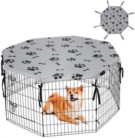 img 4 attached to 🐶 Waterproof Dog Playpen Cover for Indoor & Outdoor - Escape Proof Pet Crate Cover for Privacy, Fits 24 Inches Pen with 8 Panels