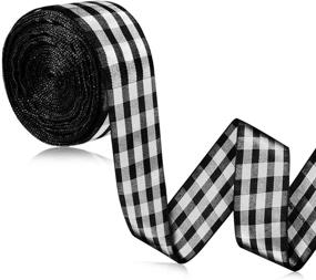 img 4 attached to 🎄 13 Yard Christmas Burlap Ribbon with Buffalo Plaid Pattern - Black and White | Holiday Gift Wrapping Ribbon for Christmas Tree, Gingham Wrapping & Decorative Use