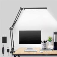 💡 ibaye led desk lamp with clamp: adjustable swing arm, eye-caring light, 3 modes & 10 brightness levels, memory function - ideal for home office - 14w, black логотип