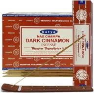 dark cinnamon incense stick bundle with incense stick holder - enhance your mood with satya incense логотип