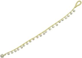 img 2 attached to 🔔 Artisan-Crafted Sterling Silver Tone Beaded Anklet Bracelet with Small Bells and Beige Cord - 10 Inches (AkSP09)