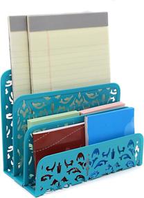 img 1 attached to 📚 EasyPAG Dark Teal Desk Organizer Set - Letter Sorter, Pen Holder, Sticky Notes Holder - Cute Office Supplies, 3-Piece Accessories Set