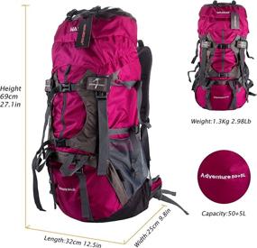 img 1 attached to 🎒 WASING 55L Internal Frame Backpack: Ultimate Companion for Hiking, Travel, Climbing, Camping, and Rainy Adventures