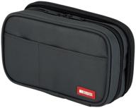 lihit lab double zipper pen case- 7.9 x 2.8 x 4.7 inches, black (a7555-24): organize your stationery in style! logo
