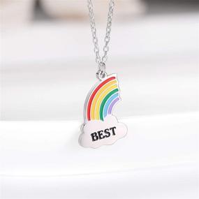 img 1 attached to Set of 2 Rainbow Cloud Pendant Necklaces - Kids' BFF Forever Friendship Jewelry Gifts for Girls