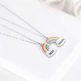 img 3 attached to Set of 2 Rainbow Cloud Pendant Necklaces - Kids' BFF Forever Friendship Jewelry Gifts for Girls