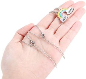 img 2 attached to Set of 2 Rainbow Cloud Pendant Necklaces - Kids' BFF Forever Friendship Jewelry Gifts for Girls