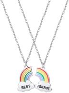 set of 2 rainbow cloud pendant necklaces - kids' bff forever friendship jewelry gifts for girls logo