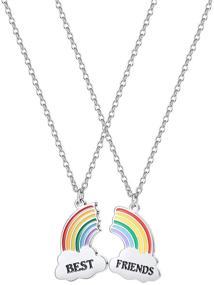 img 4 attached to Set of 2 Rainbow Cloud Pendant Necklaces - Kids' BFF Forever Friendship Jewelry Gifts for Girls