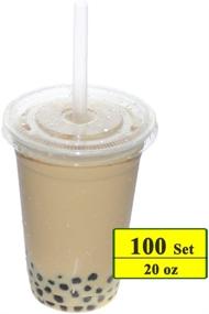 img 3 attached to 🥤 Benail 100 Sets 20 oz Clear Plastic Cups with Lids and Straws: Ideal for Chilled Beverages, Iced Coffee, Tea, Smoothies, and More