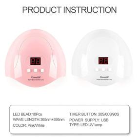 img 3 attached to Professional UV LED Nail Lamp 54W - Portable Fast Curing Nail Dryer with Auto-Sensor, Ideal for Home, School, Office use - Pink, by GreenLife