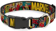 🐶 buckle-down marvel retro dog collar: comic panels black yellow in adjustable sizes for small medium large dogs with plastic clip logo