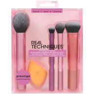 💄 enhance your beauty with real techniques' 5-piece makeup brush set and sponge blender: ideal for eyeshadow, foundation, blush, and concealer logo