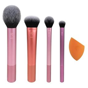 img 2 attached to 💄 Enhance Your Beauty with Real Techniques' 5-Piece Makeup Brush Set and Sponge Blender: Ideal for Eyeshadow, Foundation, Blush, and Concealer