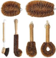 mega eco brush collection by skarby - 6 natural wooden & tawashi brushes for zero waste 🌿 & plastic free kitchen and household use - dish scrub brush, bottle brush, pot pan & vegetable brushes set logo